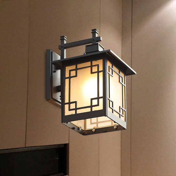 Skørter | 1-Head Open Bottom Wall Light Country House Brass/Black Finish Opal Matt Glass Wall Mounted Lamp Interior