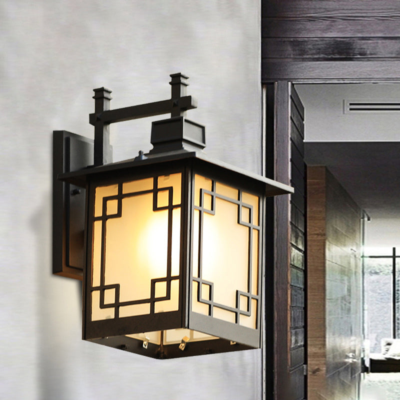 Skørter | 1-Head Open Bottom Wall Light Country House Brass/Black Finish Opal Matt Glass Wall Mounted Lamp Interior