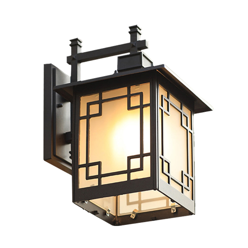 Skørter | 1-Head Open Bottom Wall Light Country House Brass/Black Finish Opal Matt Glass Wall Mounted Lamp Interior