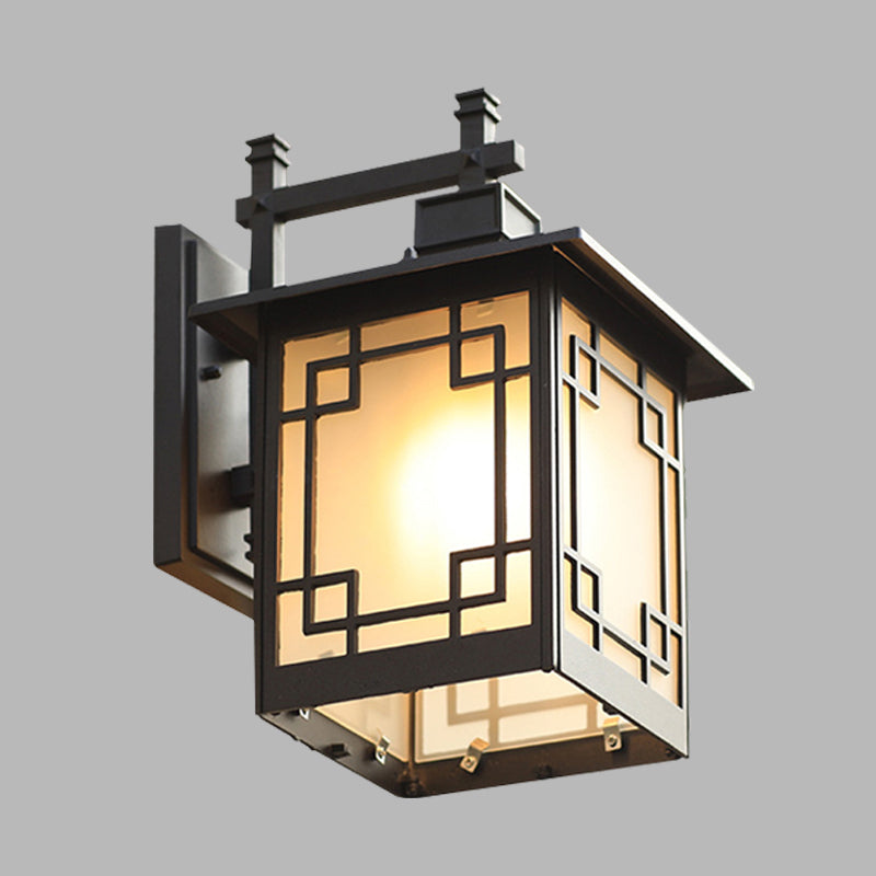 Skørter | 1-Head Open Bottom Wall Light Country House Brass/Black Finish Opal Matt Glass Wall Mounted Lamp Interior