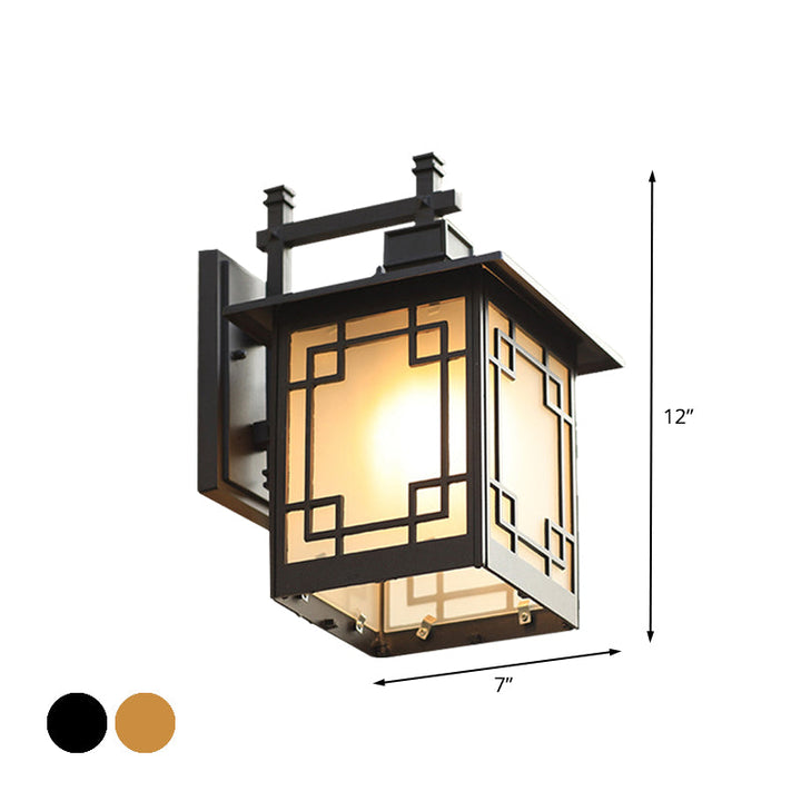 Skørter | 1-Head Open Bottom Wall Light Country House Brass/Black Finish Opal Matt Glass Wall Mounted Lamp Interior