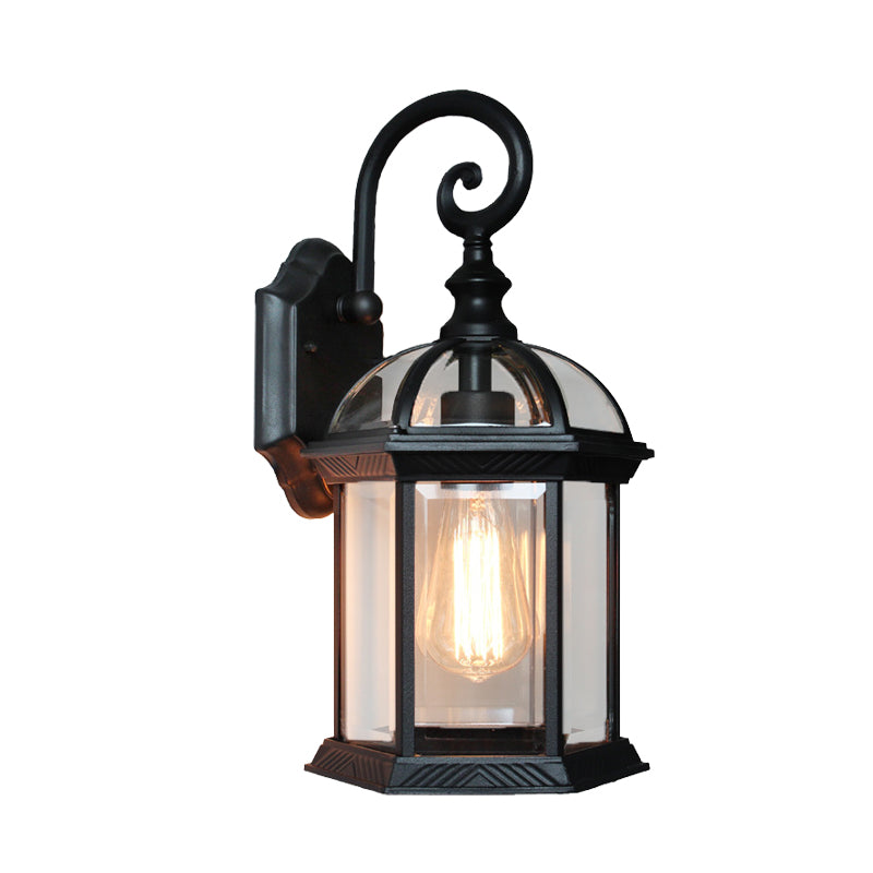 Skørter | Birdcage Courtyard Wall-mounted Lighting Farm Clear Glass 1 Bulb Brass/Black Finish Wall Lamp Fixture