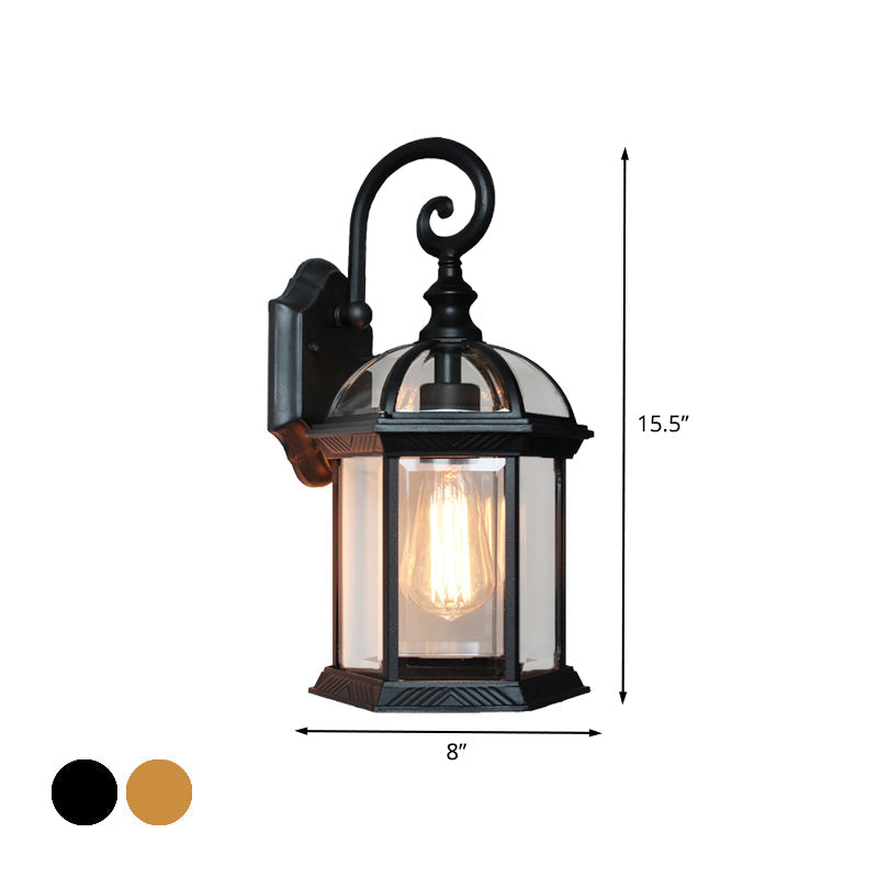 Skørter | Birdcage Courtyard Wall-mounted Lighting Farm Clear Glass 1 Bulb Brass/Black Finish Wall Lamp Fixture