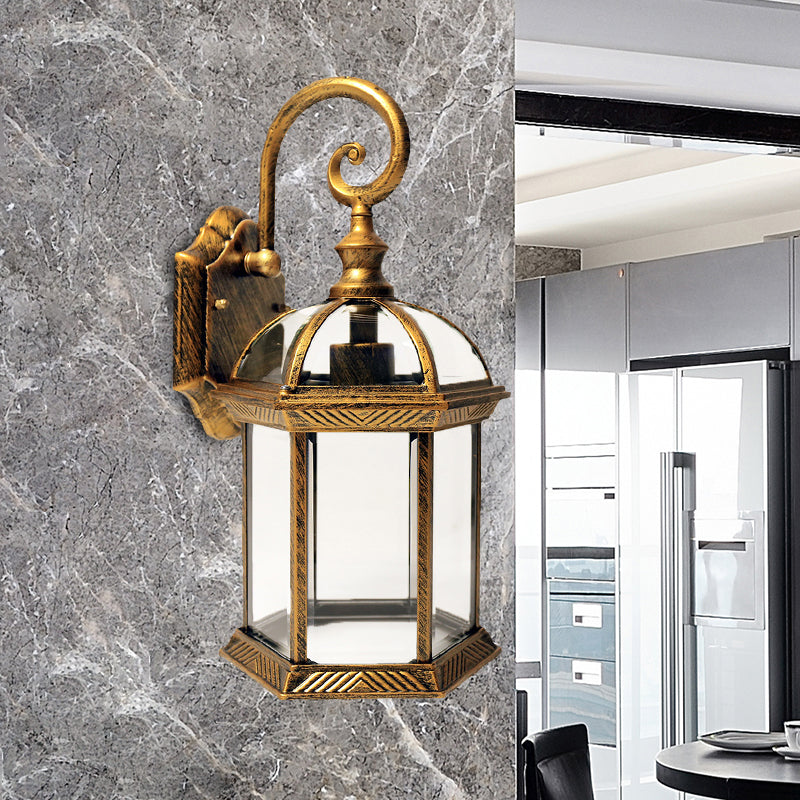 Skørter | Birdcage Courtyard Wall-mounted Lighting Farm Clear Glass 1 Bulb Brass/Black Finish Wall Lamp Fixture