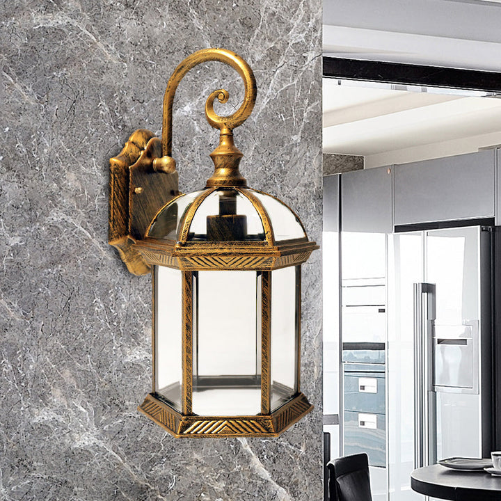Skørter | Birdcage Courtyard Wall-mounted Lighting Farm Clear Glass 1 Bulb Brass/Black Finish Wall Lamp Fixture
