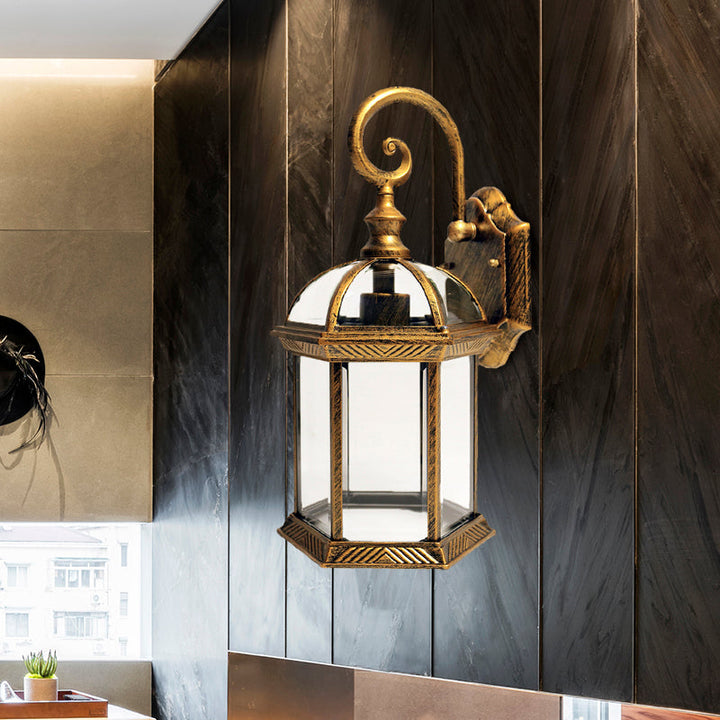 Skørter | Birdcage Courtyard Wall-mounted Lighting Farm Clear Glass 1 Bulb Brass/Black Finish Wall Lamp Fixture