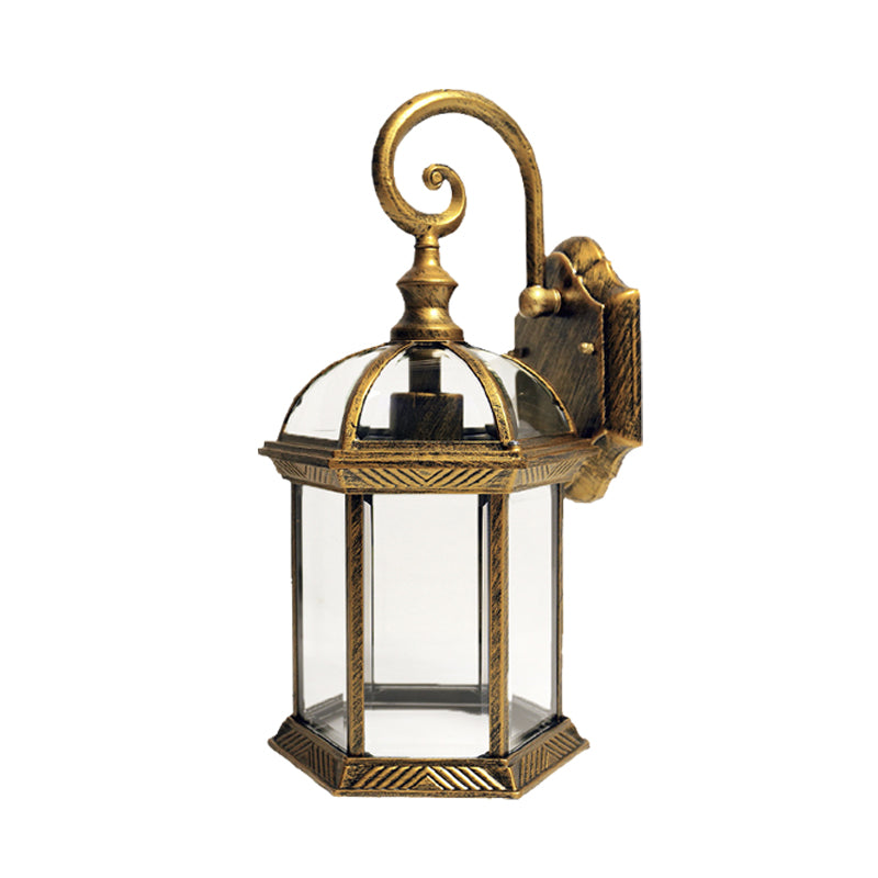 Skørter | Birdcage Courtyard Wall-mounted Lighting Farm Clear Glass 1 Bulb Brass/Black Finish Wall Lamp Fixture