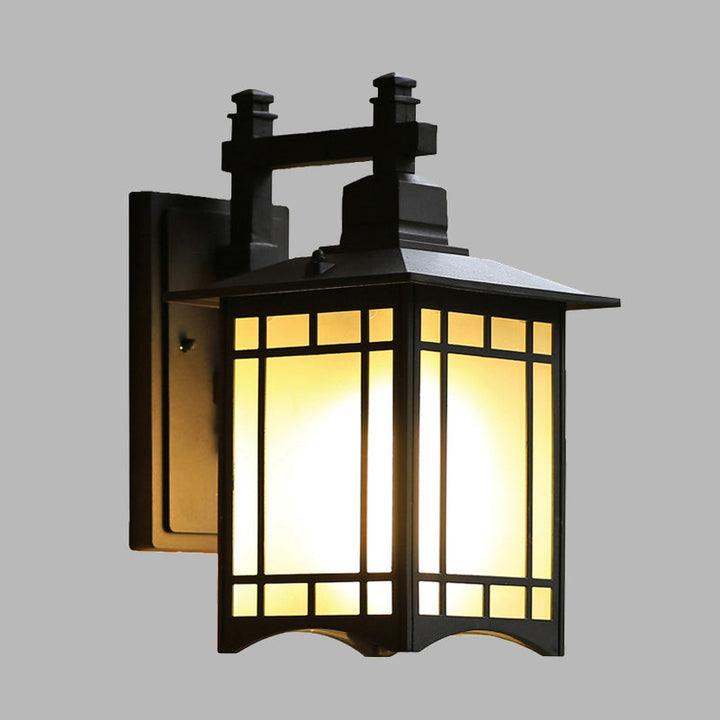 Skørter | Black Tokyo Pavilion Wall Light Rustic Milk Frosted Glass 1-Head Outdoor Wall Mount Lamp