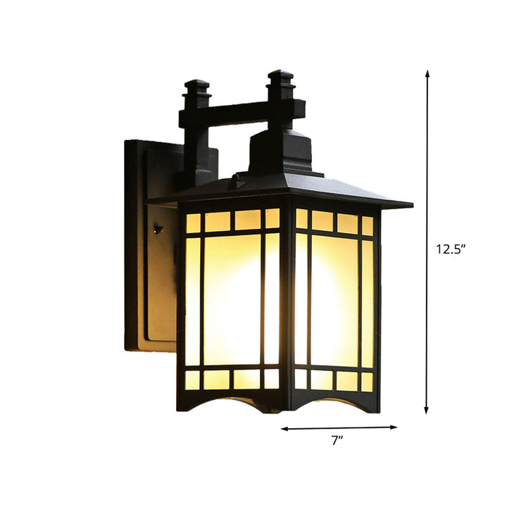 Skørter | Black Tokyo Pavilion Wall Light Rustic Milk Frosted Glass 1-Head Outdoor Wall Mount Lamp