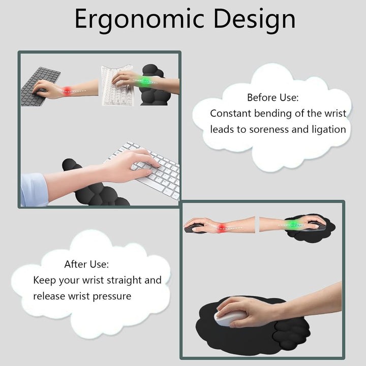 Lisslune | Cloud-Shaped Ergonomic Wrist Rest Set with Mouse Pad & Coaster – Zeyora