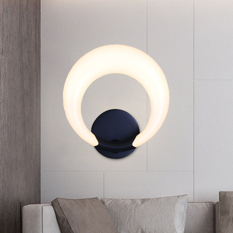 Lisslune | LED Nightstand Wall Lamp Nordic Style White/Black Wall Light with Circle Moon Acrylic Shade