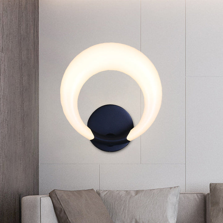 Lisslune | LED Nightstand Wall Lamp Nordic Style White/Black Wall Light with Circle Moon Acrylic Shade
