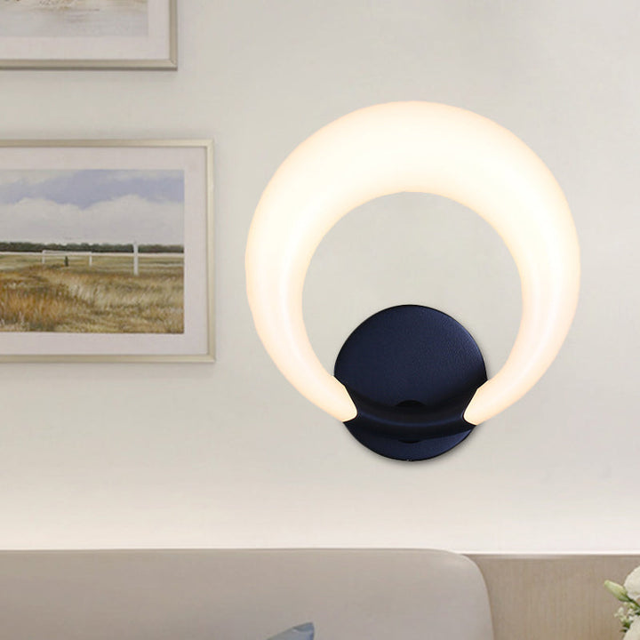 Lisslune | LED Nightstand Wall Lamp Nordic Style White/Black Wall Light with Circle Moon Acrylic Shade