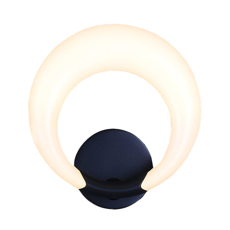 Lisslune | LED Nightstand Wall Lamp Nordic Style White/Black Wall Light with Circle Moon Acrylic Shade