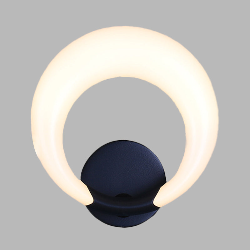 Lisslune | LED Nightstand Wall Lamp Nordic Style White/Black Wall Light with Circle Moon Acrylic Shade