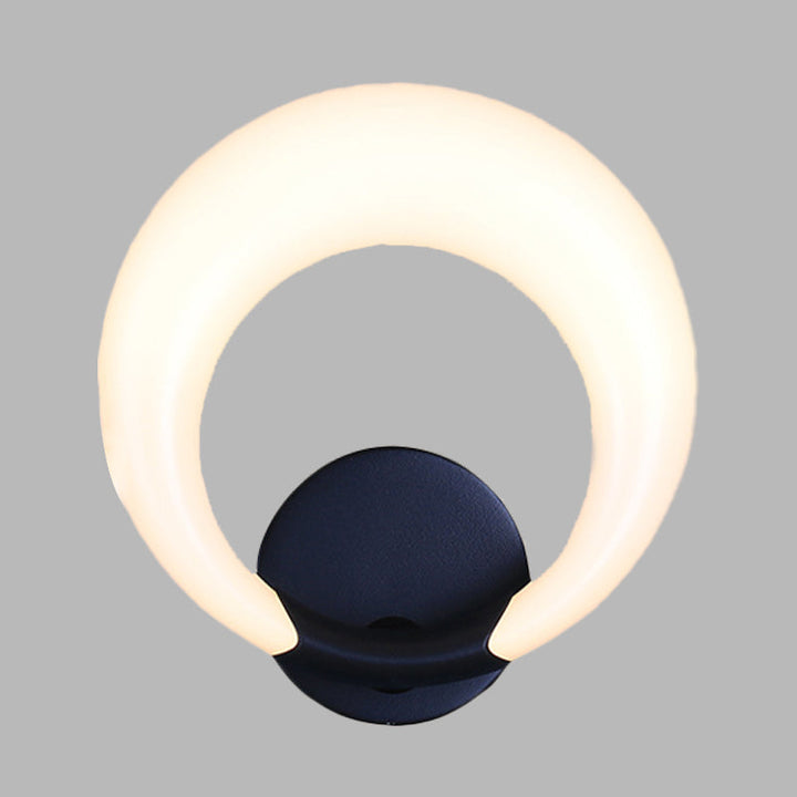 Lisslune | LED Nightstand Wall Lamp Nordic Style White/Black Wall Light with Circle Moon Acrylic Shade