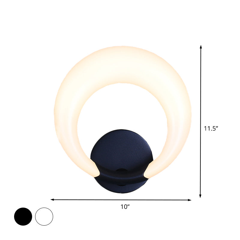 Lisslune | LED Nightstand Wall Lamp Nordic Style White/Black Wall Light with Circle Moon Acrylic Shade