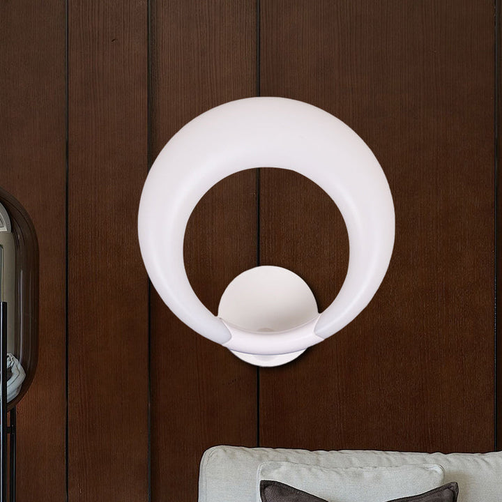 Lisslune | LED Nightstand Wall Lamp Nordic Style White/Black Wall Light with Circle Moon Acrylic Shade