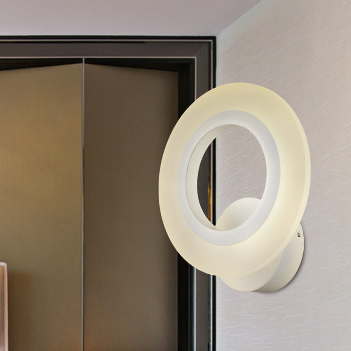 Lisslune | Modern LED Wall Mounted Light White Ring Wall Lamp with Acrylic Shade in Warm/White Light
