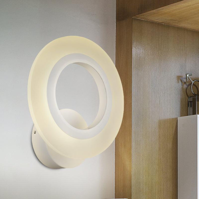 Lisslune | Modern LED Wall Mounted Light White Ring Wall Lamp with Acrylic Shade in Warm/White Light