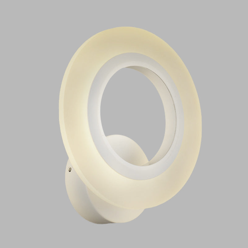 Lisslune | Modern LED Wall Mounted Light White Ring Wall Lamp with Acrylic Shade in Warm/White Light