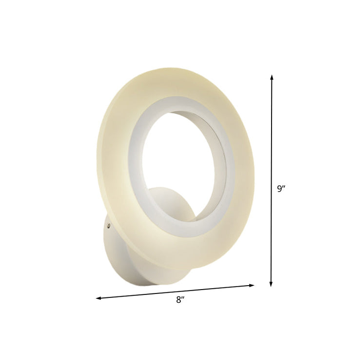 Lisslune | Modern LED Wall Mounted Light White Ring Wall Lamp with Acrylic Shade in Warm/White Light
