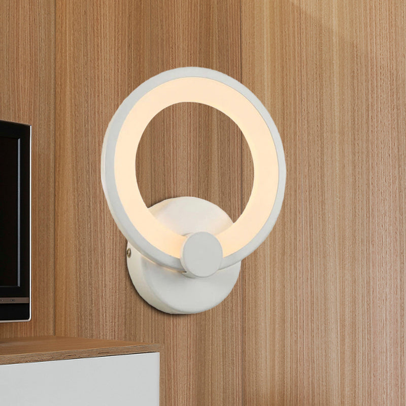 Lisslune | White Hoop Wall Spotlight Lighting Simple LED Acrylic Wall-Mounted Lamp Light for Corner