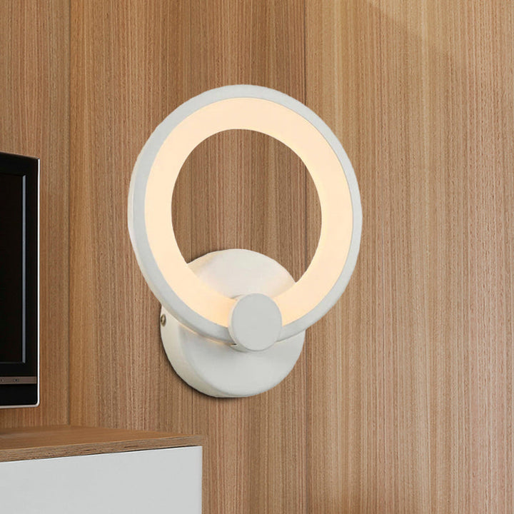 Lisslune | White Hoop Wall Spotlight Lighting Simple LED Acrylic Wall-Mounted Lamp Light for Corner