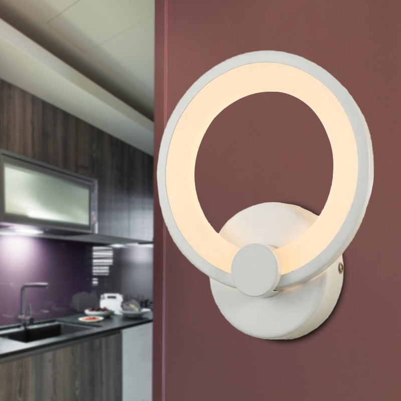 Lisslune | White Hoop Wall Spotlight Lighting Simple LED Acrylic Wall-Mounted Lamp Light for Corner