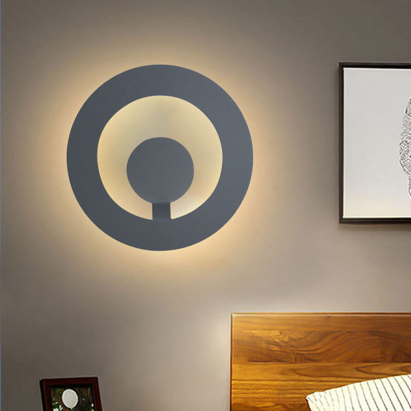 Lisslune | Gray Finish Round Wall Light Minimalist 7"/9" Dia LED Metal Wall Light for Living Room