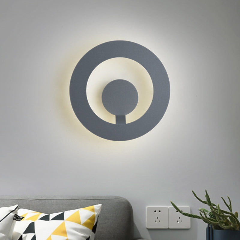 Lisslune | Gray Finish Round Wall Light Minimalist 7"/9" Dia LED Metal Wall Light for Living Room