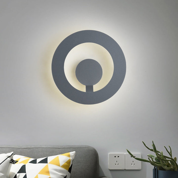 Lisslune | Gray Finish Round Wall Light Minimalist 7"/9" Dia LED Metal Wall Light for Living Room