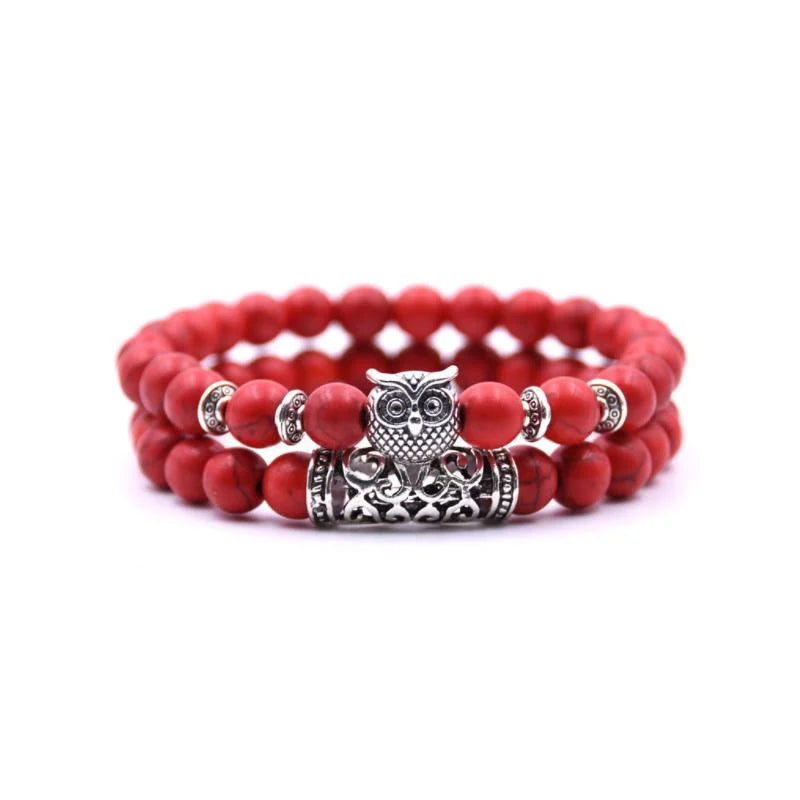 Lisslune | Owl Charm Natural Stone Bracelet