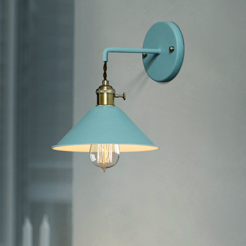 Lisslune | Grey/Red conical wall lamp Vintage style metal 1 light bulb living room wall hanging lamp