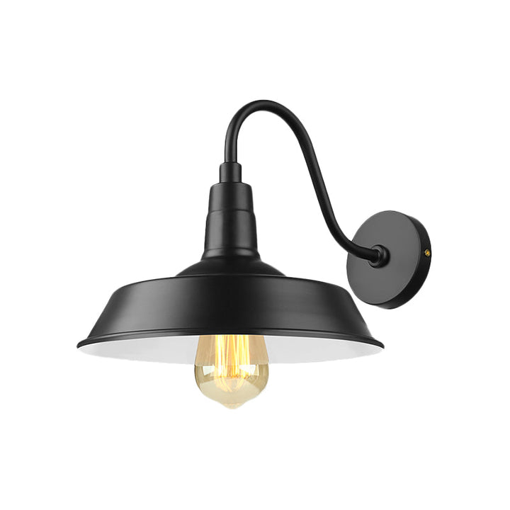 Skørter | Black/White Barn Wall Lamp Lighting Industrial 1 Light Dining Room Wall Mount Lighting with Goose Neck Arm, 10"/14" Width
