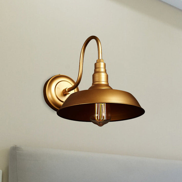 Skørter | Black/White Barn Wall Lamp Lighting Industrial 1 Light Dining Room Wall Mount Lighting with Goose Neck Arm, 10"/14" Width