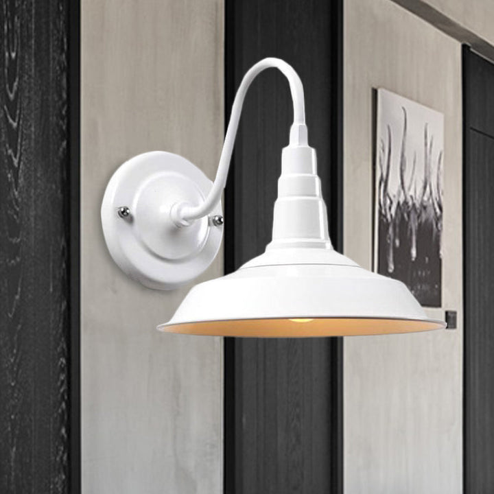 Skørter | Black/White Barn Wall Lamp Lighting Industrial 1 Light Dining Room Wall Mount Lighting with Goose Neck Arm, 10"/14" Width