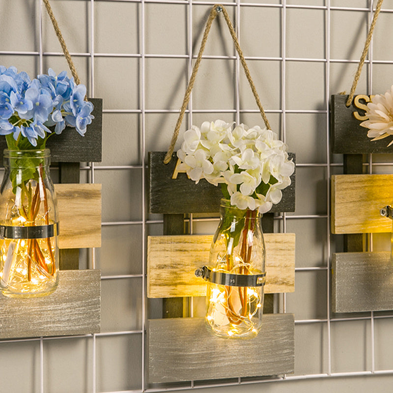 Skørter | Nordic Flower Accent String Light for Tea Shop Clear Glass Wall Lamp in Pink/White/Yellow