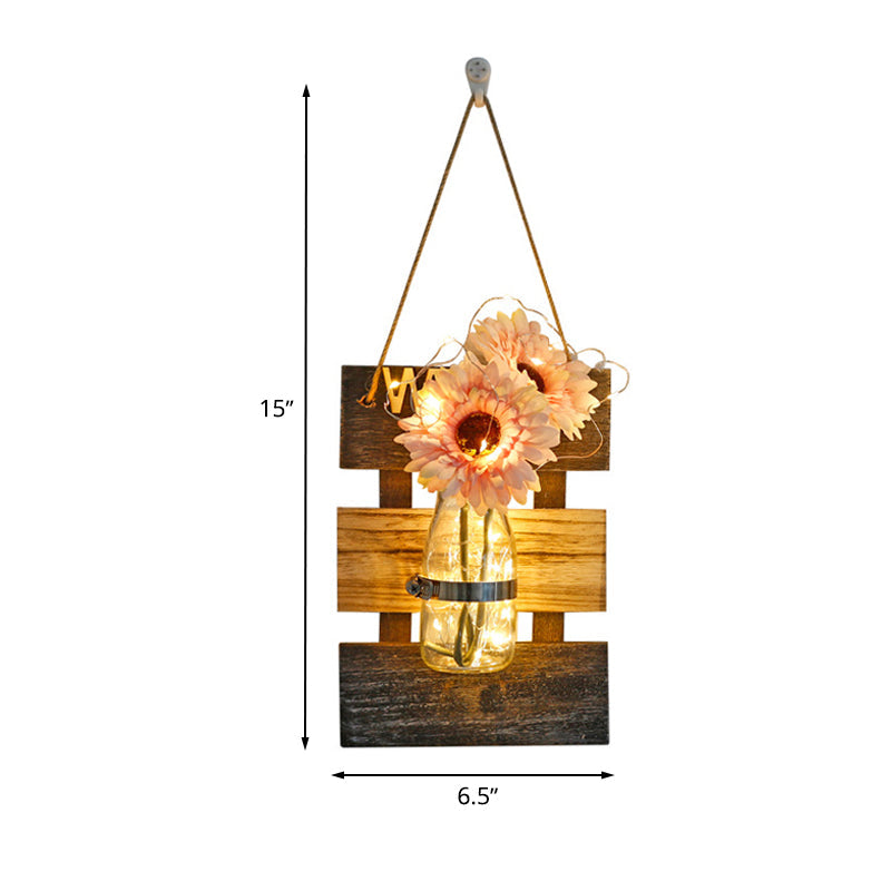 Skørter | Nordic Flower Accent String Light for Tea Shop Clear Glass Wall Lamp in Pink/White/Yellow