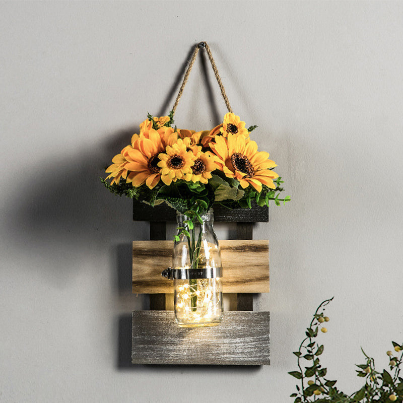 Skørter | Nordic Flower Accent String Light for Tea Shop Clear Glass Wall Lamp in Pink/White/Yellow