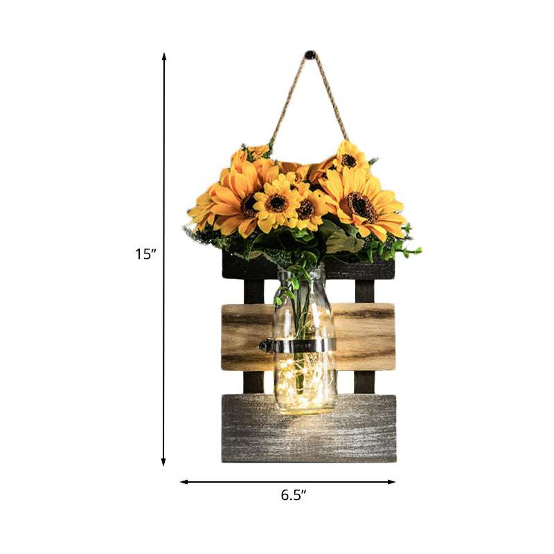 Skørter | Nordic Flower Accent String Light for Tea Shop Clear Glass Wall Lamp in Pink/White/Yellow