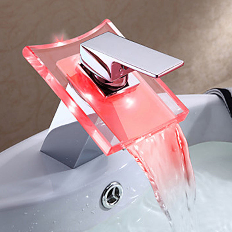 Lisslune | 1-Handle Basin Mixer 1-Hole Copper Sink Tap with LED Lighting