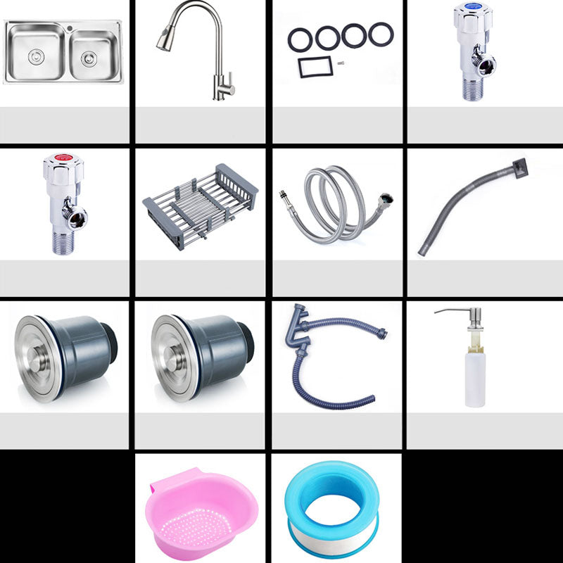 Lisslune | Classic Style Kitchen Sink Stainless Steel Kitchen Sink with Drainage Hole Kit