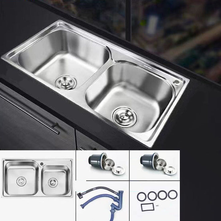 Lisslune | Classic Style Kitchen Sink Stainless Steel Kitchen Sink with Drainage Hole Kit