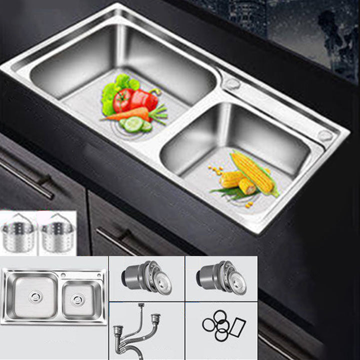 Lisslune | Classic Style Kitchen Sink Stainless Steel Kitchen Sink with Drainage Hole Kit