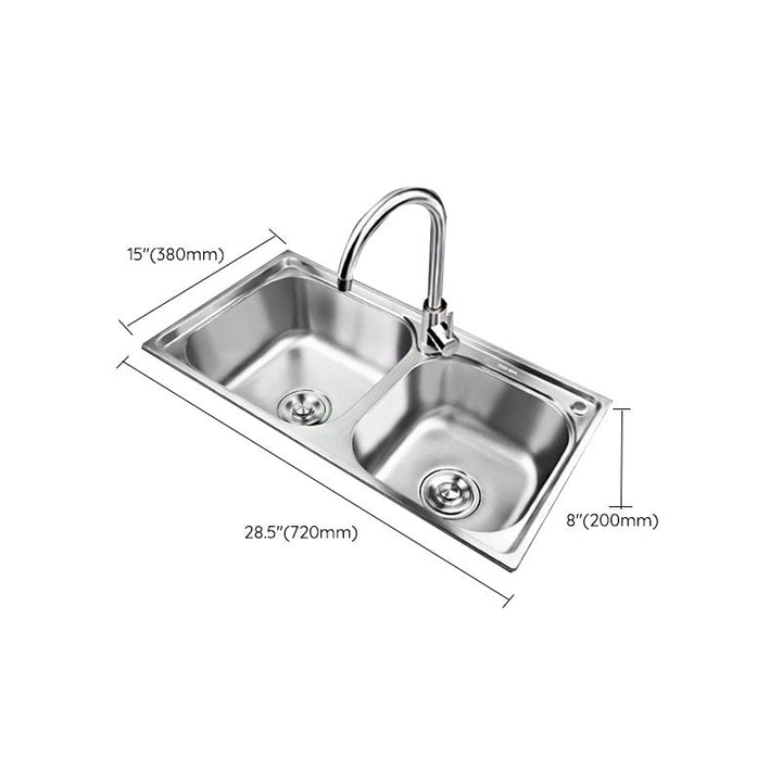 Lisslune | Classic Style Kitchen Sink Stainless Steel Kitchen Sink with Drainage Hole Kit