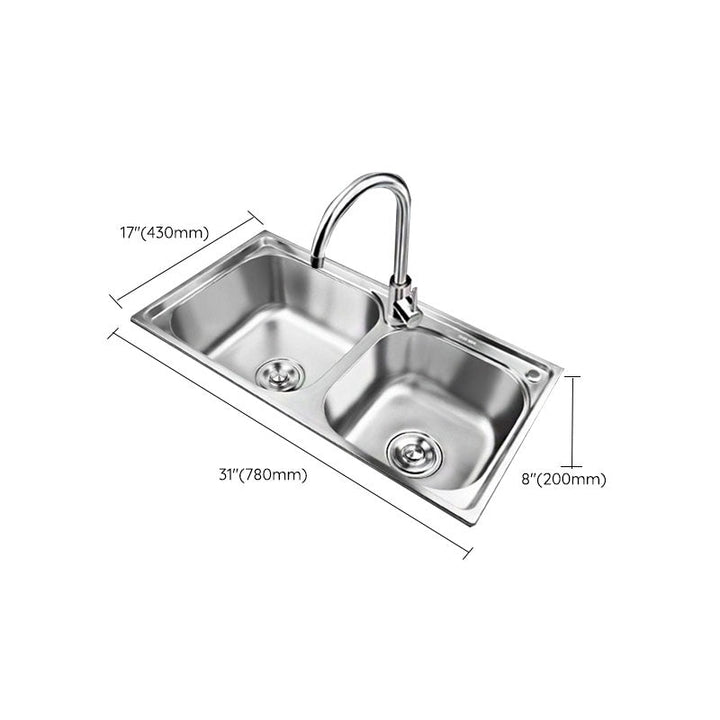 Lisslune | Classic Style Kitchen Sink Stainless Steel Kitchen Sink with Drainage Hole Kit