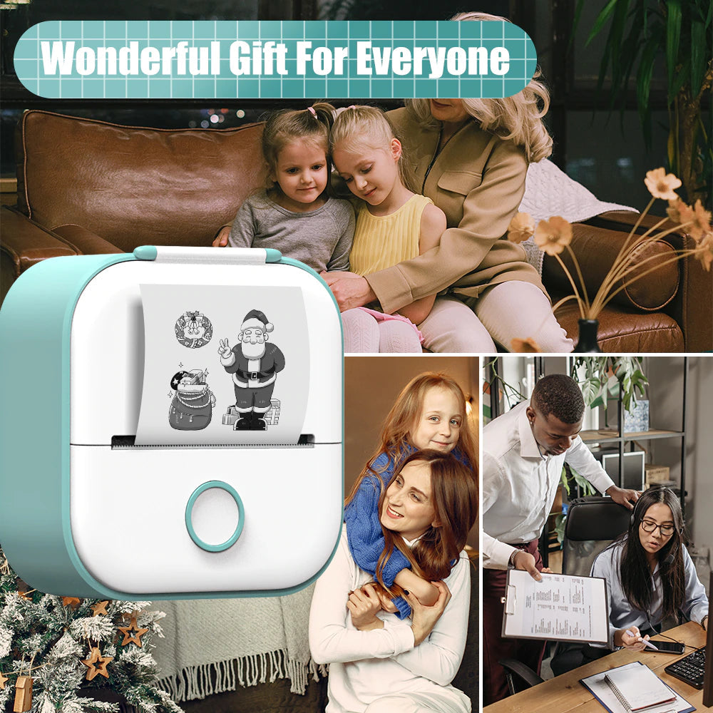 Lisslune | T02 Portable Mini Wireless Thermal Pocket Printer Self-Adhesive Stickers Used for DIY, Journal Stickers Portable Printer