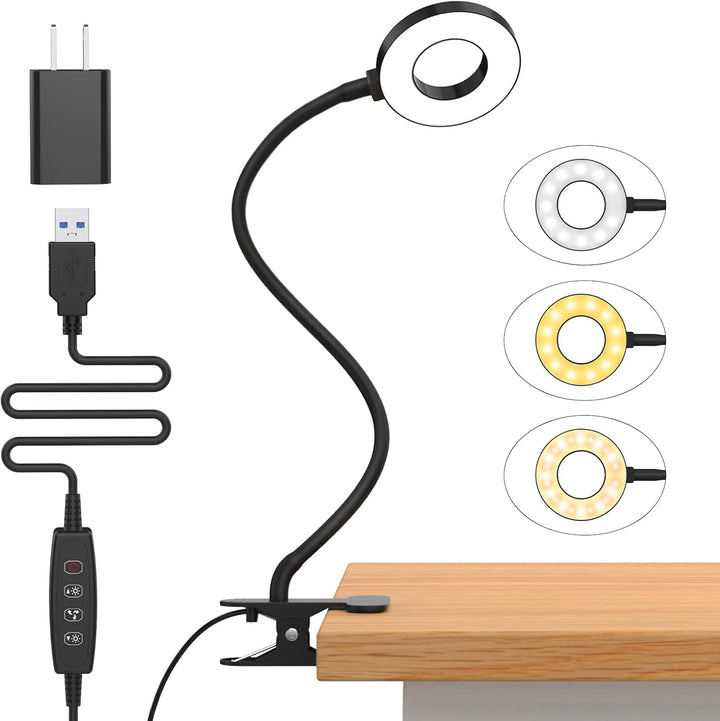 Lisslune | 3 Colour Modes LED Desk Clamp Lamp with  & Flexible Gooseneck – Selvara (1+1 FREE)
