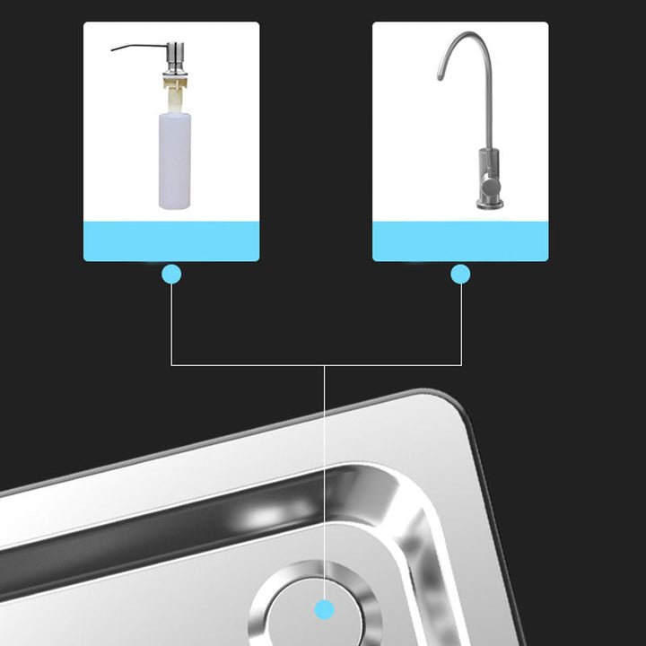 Lisslune | Modern Workstation Sink Stainless Steel Drain Arrangement and Faucet Kitchen Sink